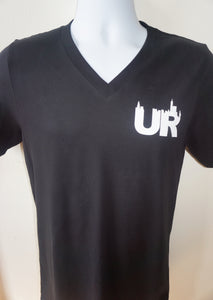 Men's Black/White UR Logo V-Neck SS